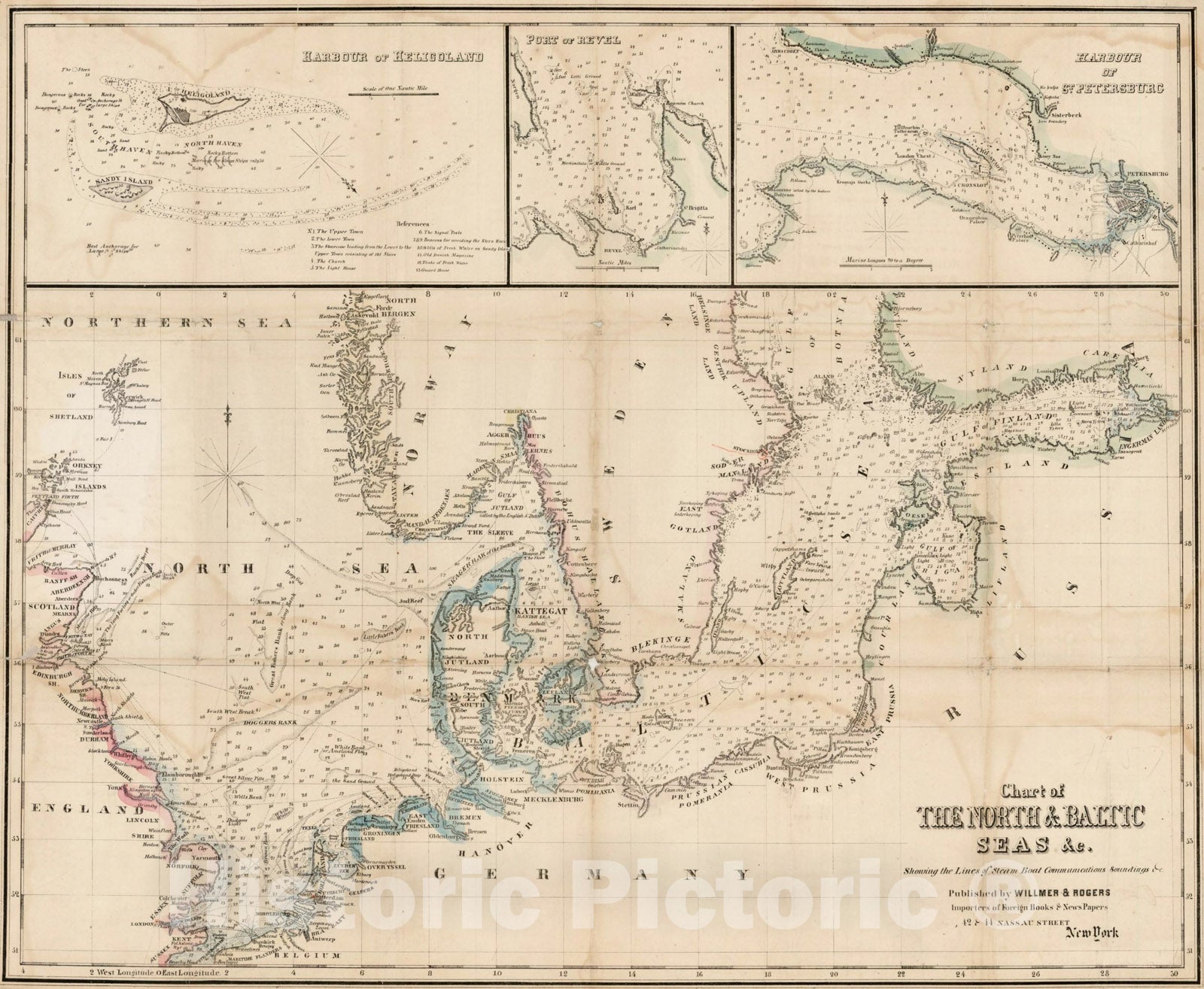 Historic Map : Chart of the North & Baltic Seas, c1850, , Vintage Wall Art