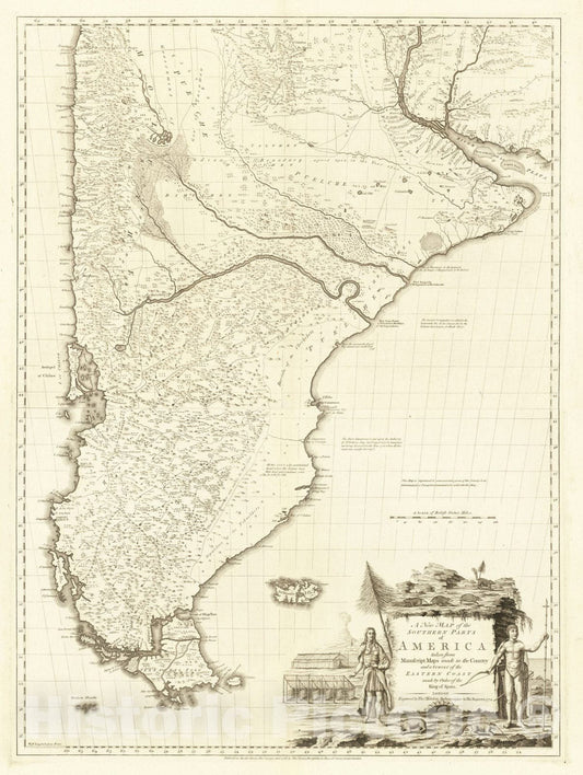 Historic Map : A New Map of the Southern Parts of America, 1772, Thomas Kitchin, Vintage Wall Art