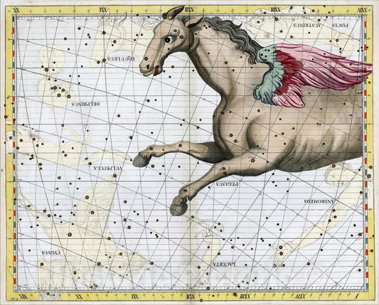Historic Map : Pegasus, 1728, John Flamsteed, Vintage Wall Art