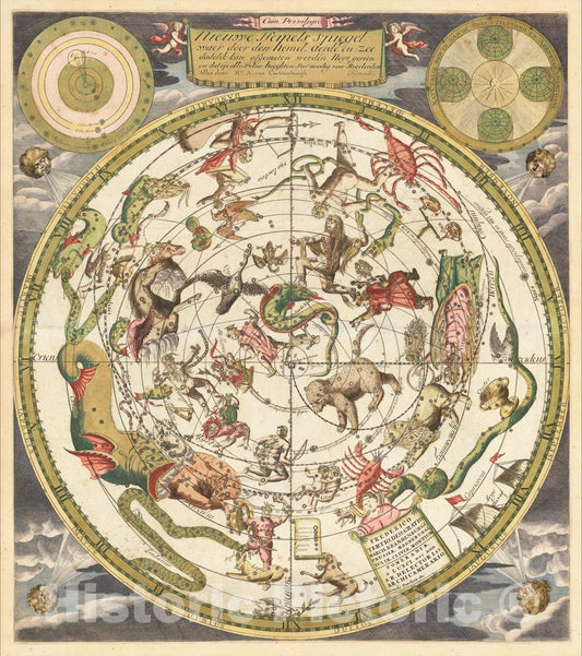 Historic Map : Nieuwe Hemels Spiegel waer door den hemel aerde, en zee dadelik kan afgemeten, c1700, Andreas Van Luchtenburg, Vintage Wall Art