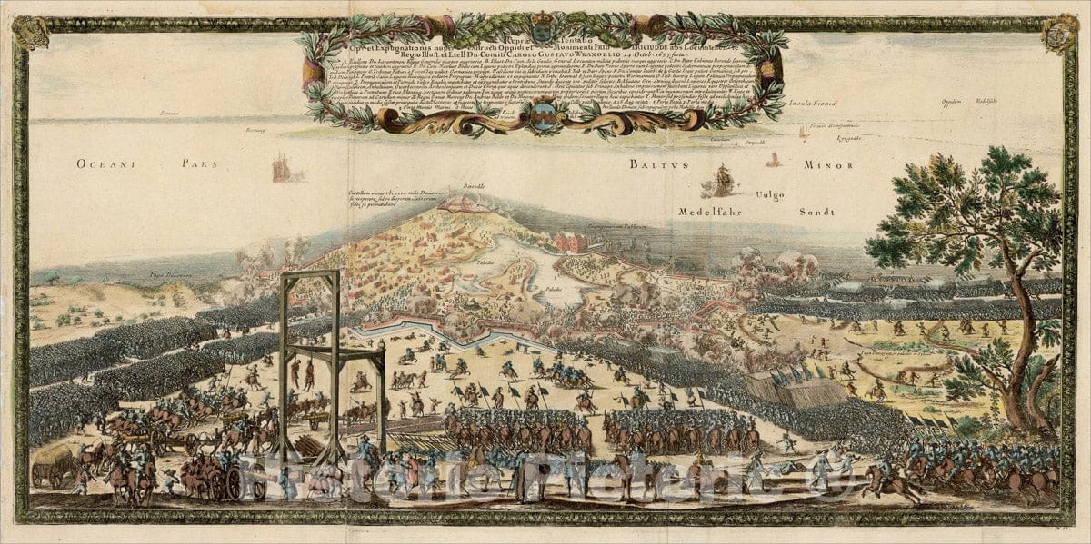 Historic Map : Repraesentatio Op et Expugnationis nuper exltructi Oppidi et Munimenti Fridericiudde, 1697, Samuel Pufendorf, Vintage Wall Art