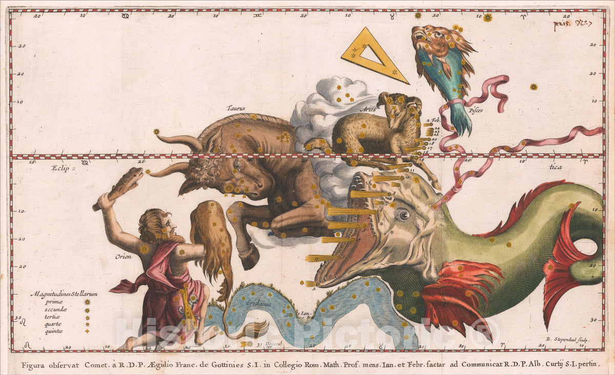 Historic Map : Figura observat Comet, 1668, Stanislaus Lubieniecki, Vintage Wall Art