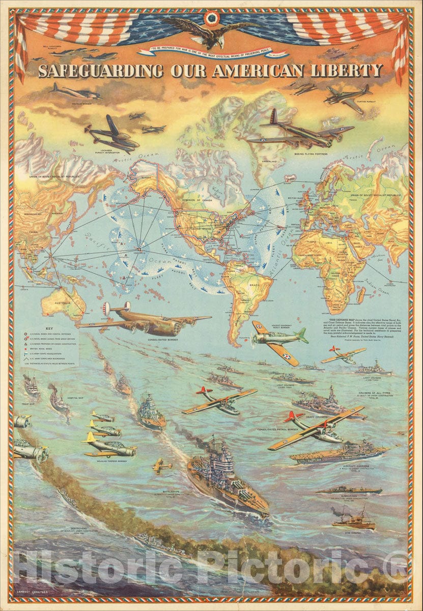 Historic Map : Safeguarding Our American Liberty, 1941, Lambert Guenther, v2, Vintage Wall Art