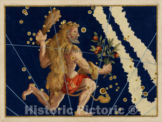 Historic Map : [ Hercules ], 1624, Johann Bayer, Vintage Wall Art