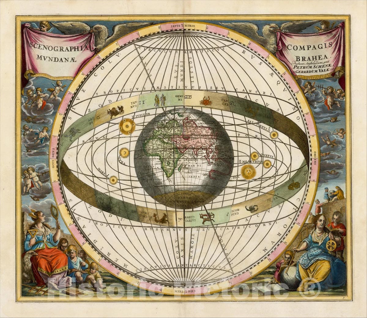 Historic Map : Scenographia Compagis Mundanae Brahea, 1660, , Vintage Wall Art