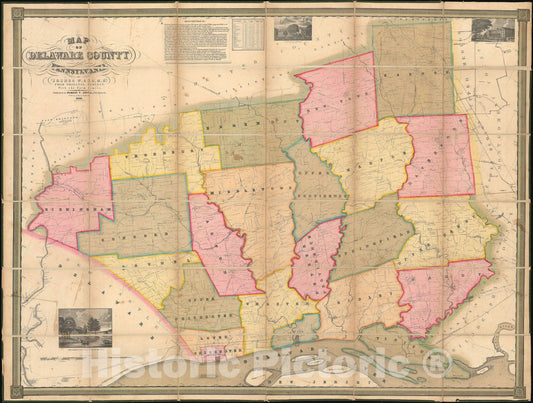 Historic Map : Delaware County, Pennsylvania, Joshua W. Ash, 1848, Vintage Wall Art