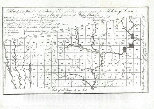 Historic Map : The Virginia Military District, Ohio, Putnam, 1805, Vintage Wall Art
