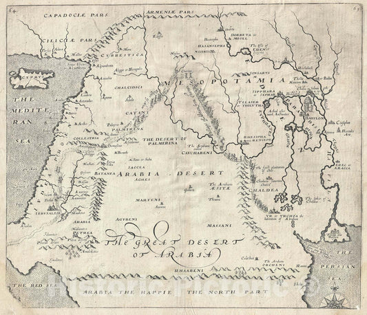 Historic Map : The Middle East "Arabia The Happie", Sir Walter Raleigh, 1614, Vintage Wall Art