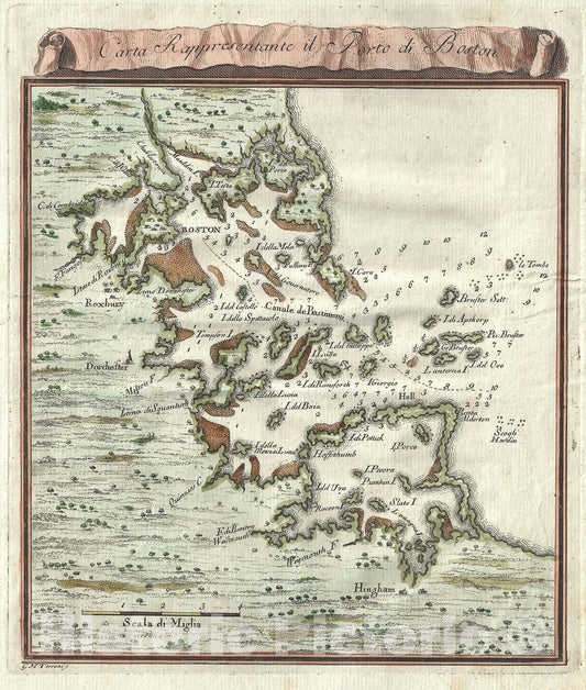 Historic Map : Boston, Massachusetts and its Vicinity, Terreni, 1763, Vintage Wall Art