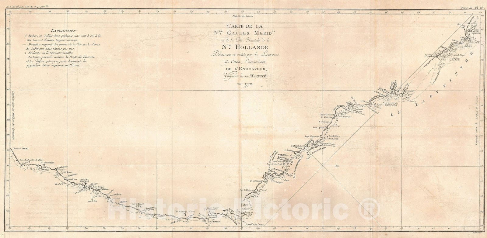 Historic Map : New South Wales, Australia, Cook, 1774, Vintage Wall Art