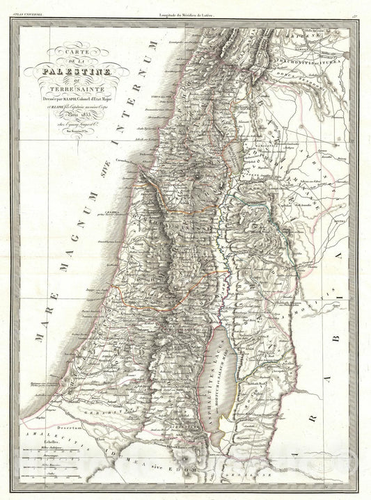 Historic Map : Israel, Palestine, or The Holy Land, Lapie, 1833, Vintage Wall Art