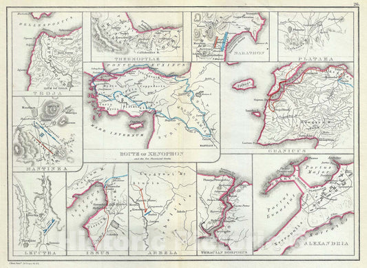 Historic Map : Ancient Cities and Battlegrounds, Hughes, 1867, Vintage Wall Art