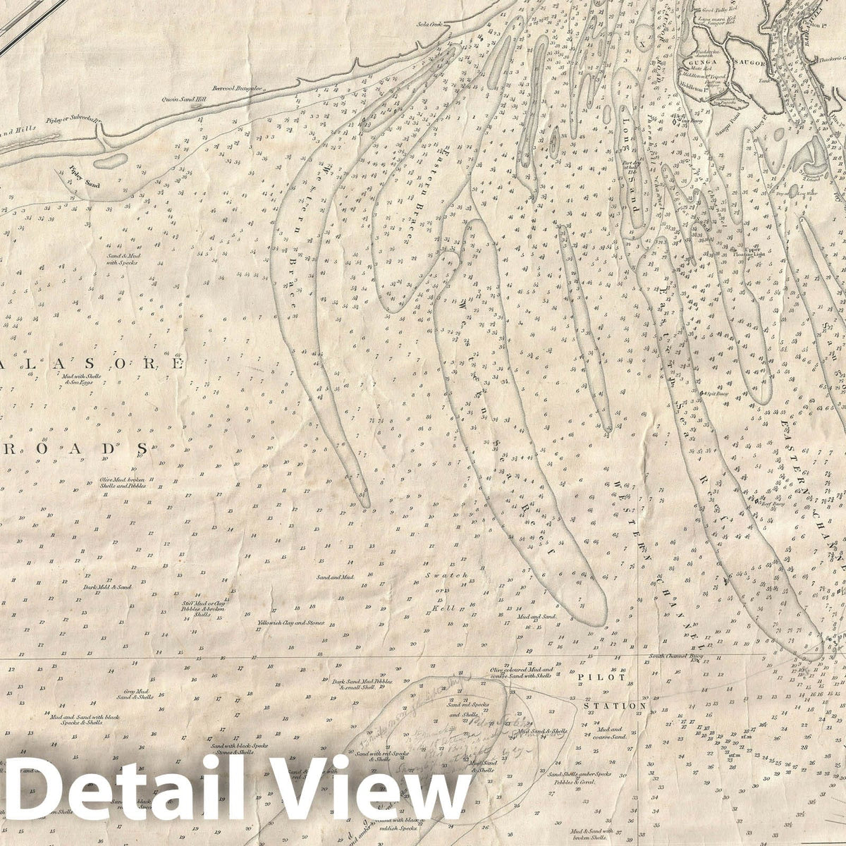 Historic Map : The Hooghly River Delta, India, Walker, 1850, Vintage Wall Art