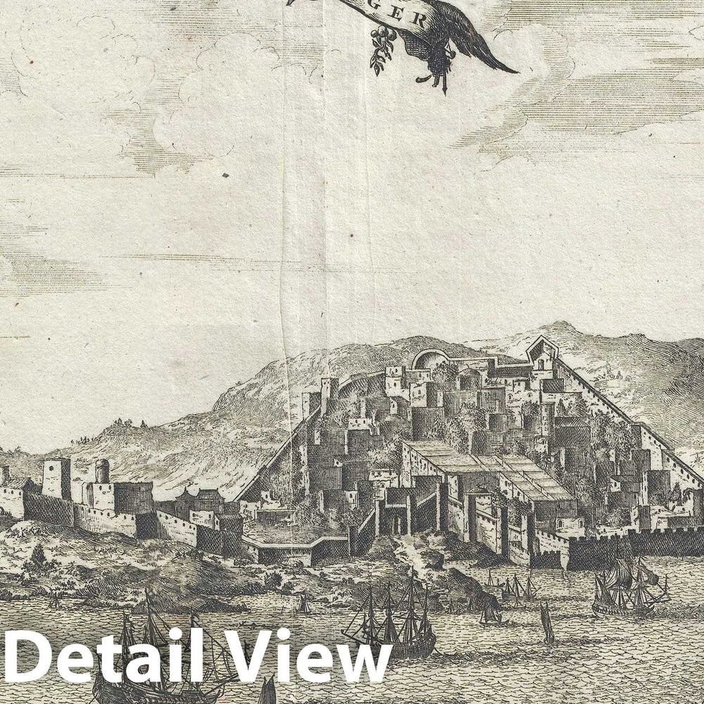Historic Map : View of Tangier, Morocco, Dapper, 1686, Vintage Wall Art