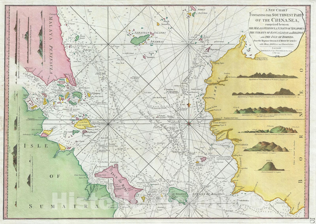 Historic Map : Singapore, Malay, and Borneo, Laurie and Whittle, 1794, Vintage Wall Art