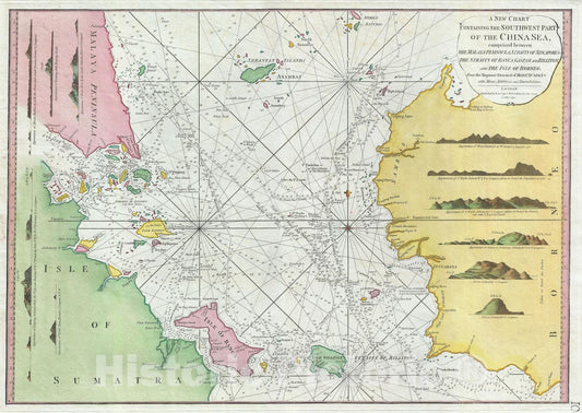 Historic Map : Singapore, Malay, and Borneo, Laurie and Whittle, 1794, Vintage Wall Art