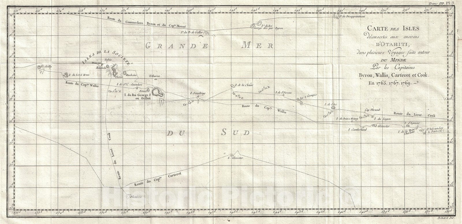 Historic Map : Tahiti, The Society Islands, and The Vicinity, Cook, 1769, Vintage Wall Art