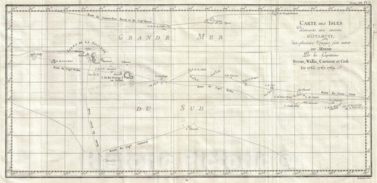 Historic Map : Tahiti, The Society Islands, and The Vicinity, Cook, 1769, Vintage Wall Art