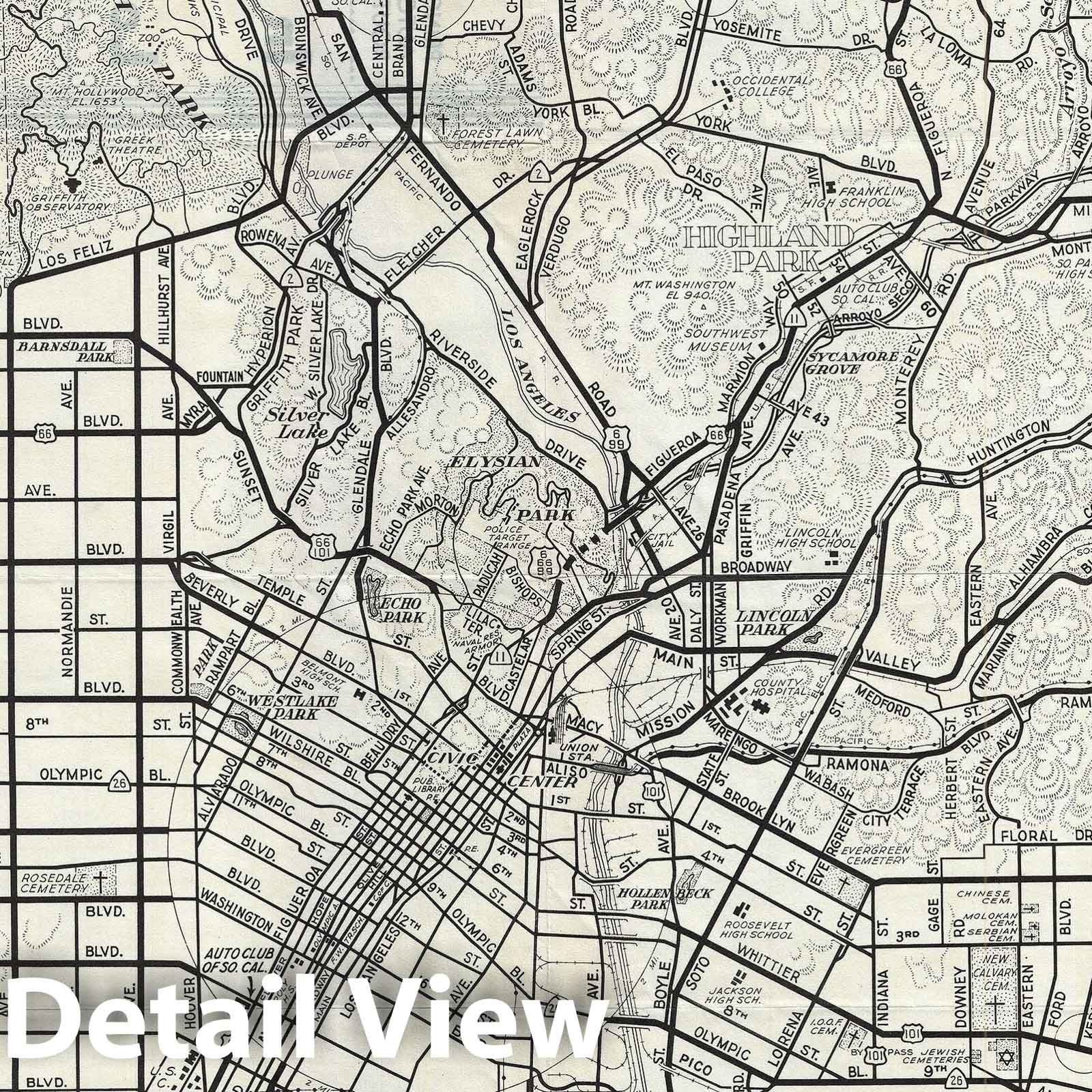 Historic Map : Los Angeles, California, 1946, Vintage Wall Art