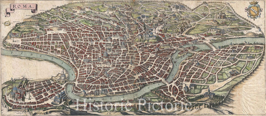 Historic Map : Panoramic View Rome, Italy, Merian, 1652, Vintage Wall Art