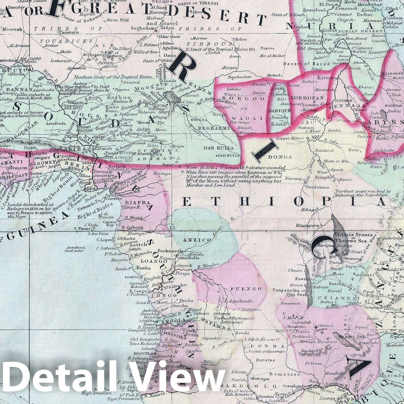 Historic Map : Africa, Johnson, 1861, Vintage Wall Art