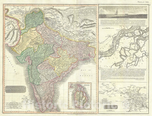 Historic Map : India w/ Ganges, Thomson, 1817, Vintage Wall Art