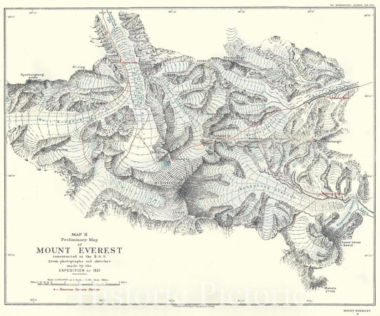 Historic Map : The Vicinity of Mt. Everest, Royal Geographical, 1922, Vintage Wall Art