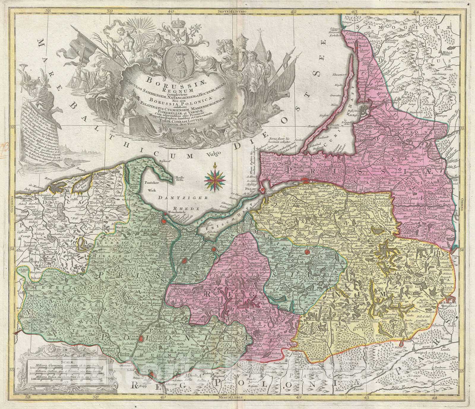 Historic Map : Northern Poland, Lotter, 1759, Vintage Wall Art