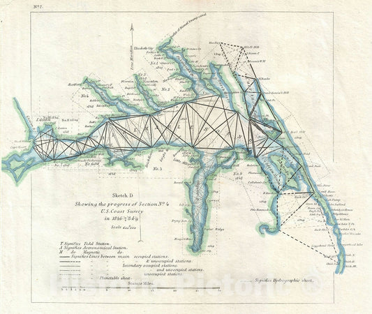 Historic Map : Albemarle Sound, North Carolina, U.S. Coast Survey, 1849, Vintage Wall Art