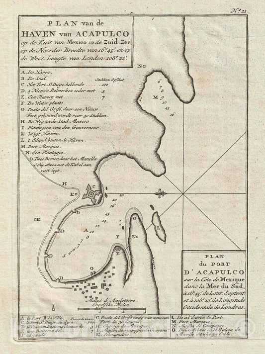 Historic Map : Acapulco, Mexico, Anson, 1751, Vintage Wall Art