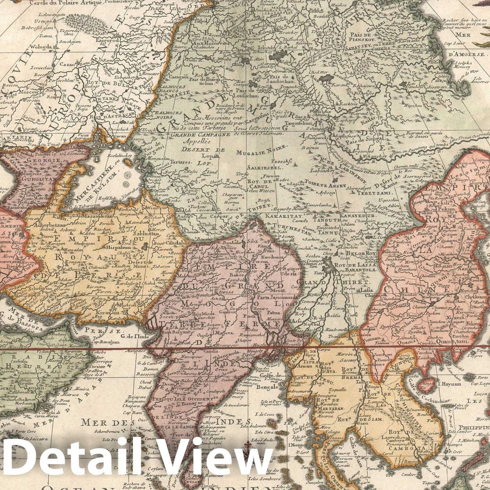 Historic Map : Asia, De Fer - Van Loon, 1704, Vintage Wall Art
