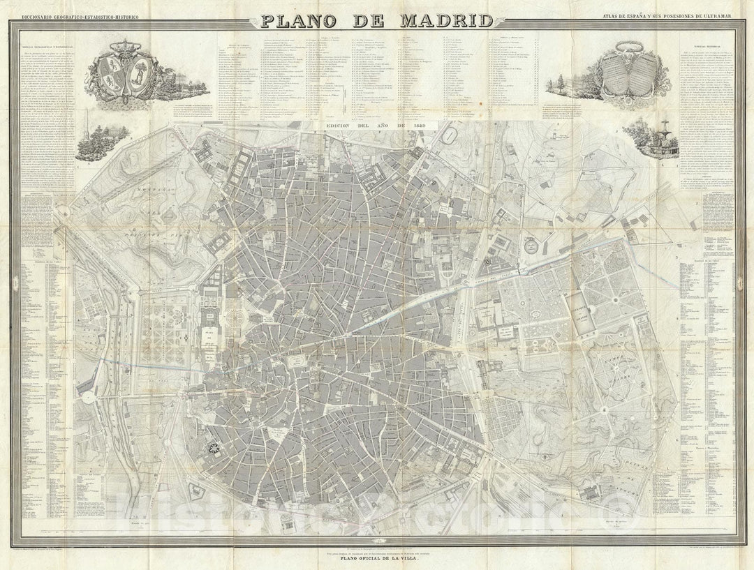 Historic Map : Madrid, Spain, Coello, 1849, Vintage Wall Art