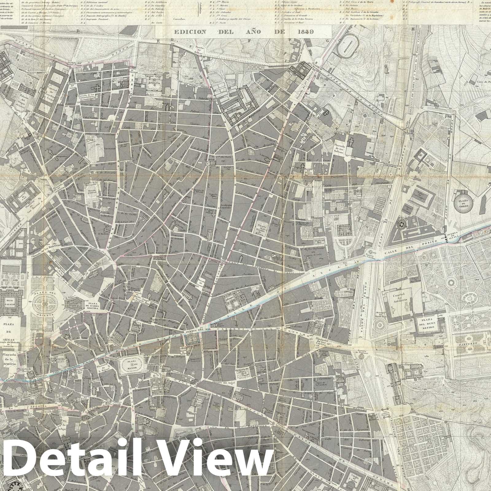 Historic Map : Madrid, Spain, Coello, 1849, Vintage Wall Art