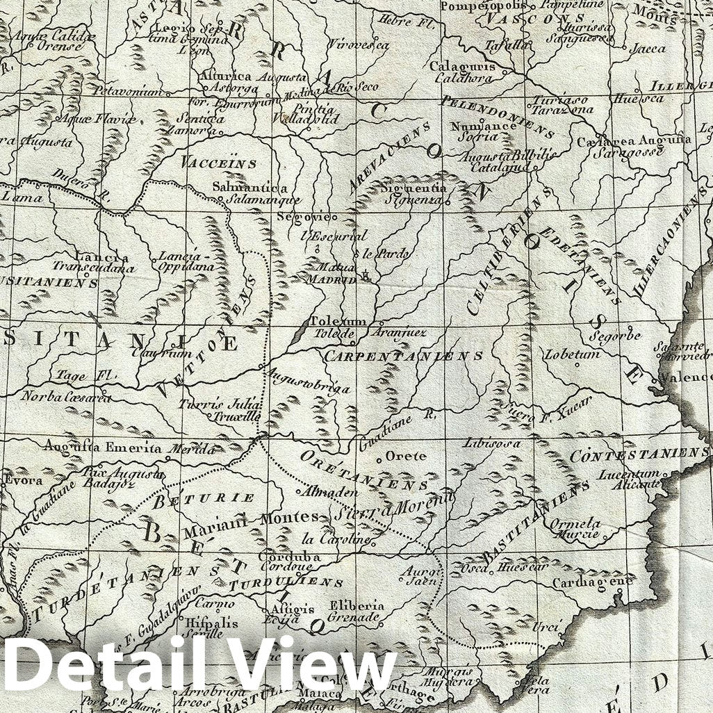 Historic Map : Ancient Spain, Delisle de Sales, 1770, Vintage Wall Art