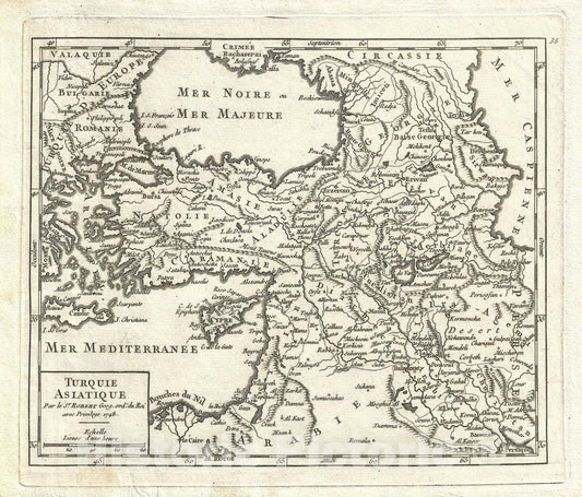 Historic Map : Turkey and The Middle East, Vaugondy, 1749, Vintage Wall Art