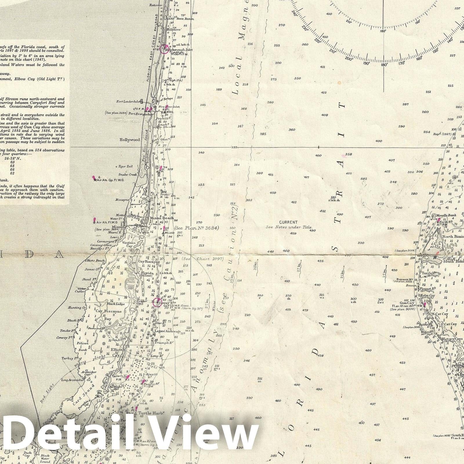 Historic Map : Nautical Chart Florida, British Admiralty, 1953, Vintage Wall Art
