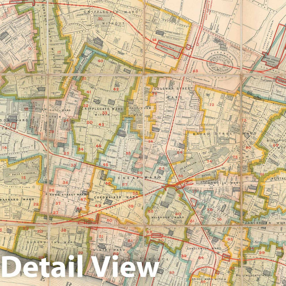 Historic Map : Plan of The City of London, Collingridge, 1885, Vintage Wall Art