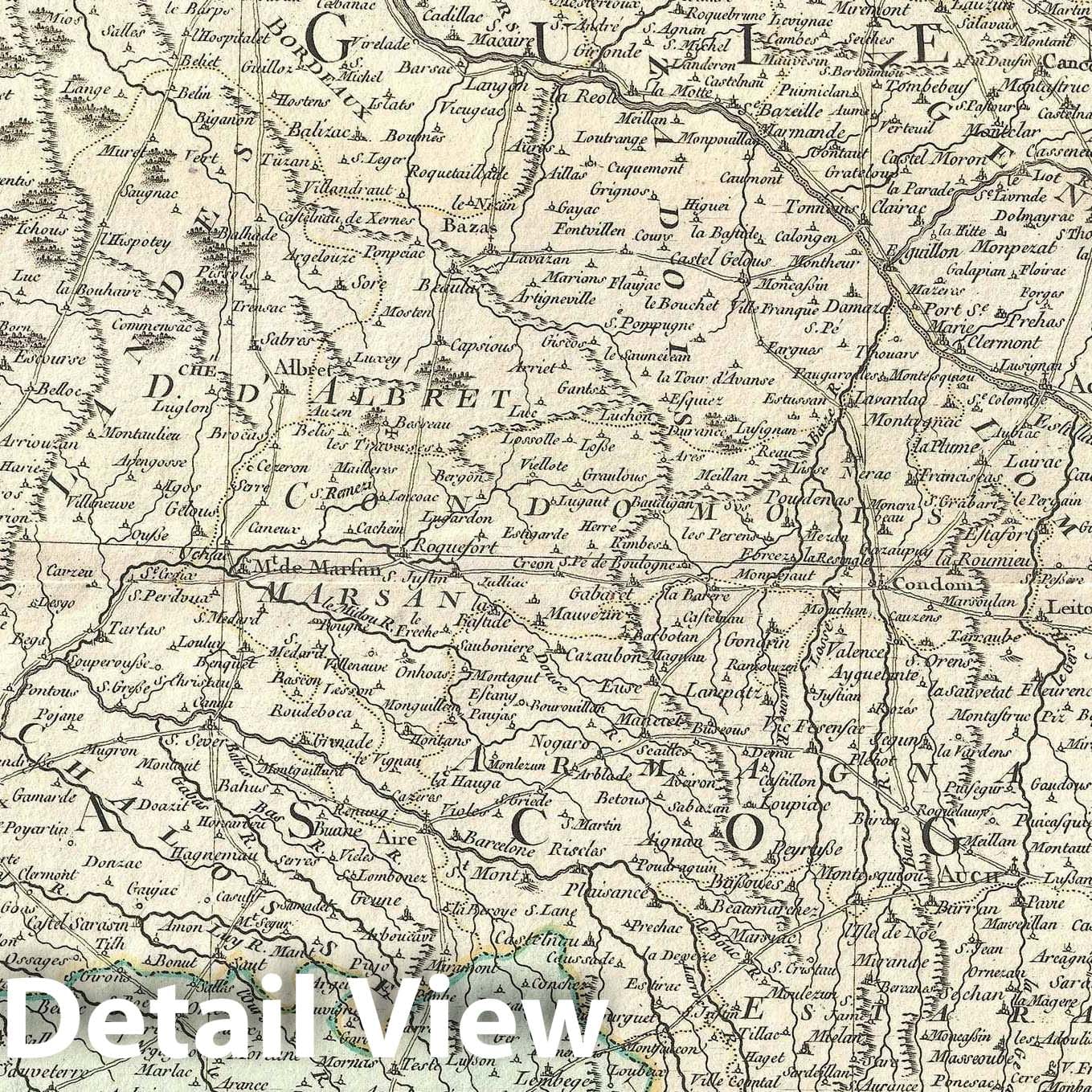 Historic Map : Gironde and Gascony, France "Bordeaux Wine", Bonne, 1771, Vintage Wall Art