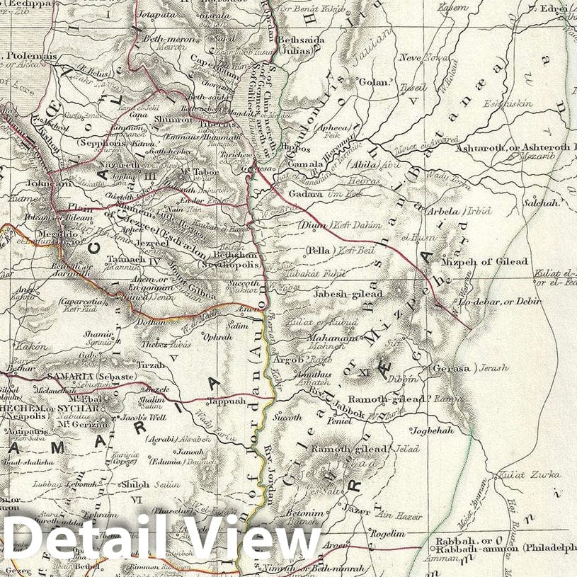 Historic Map : Palestine, Israel or The Holy Land, Black, 1844, Vintage Wall Art