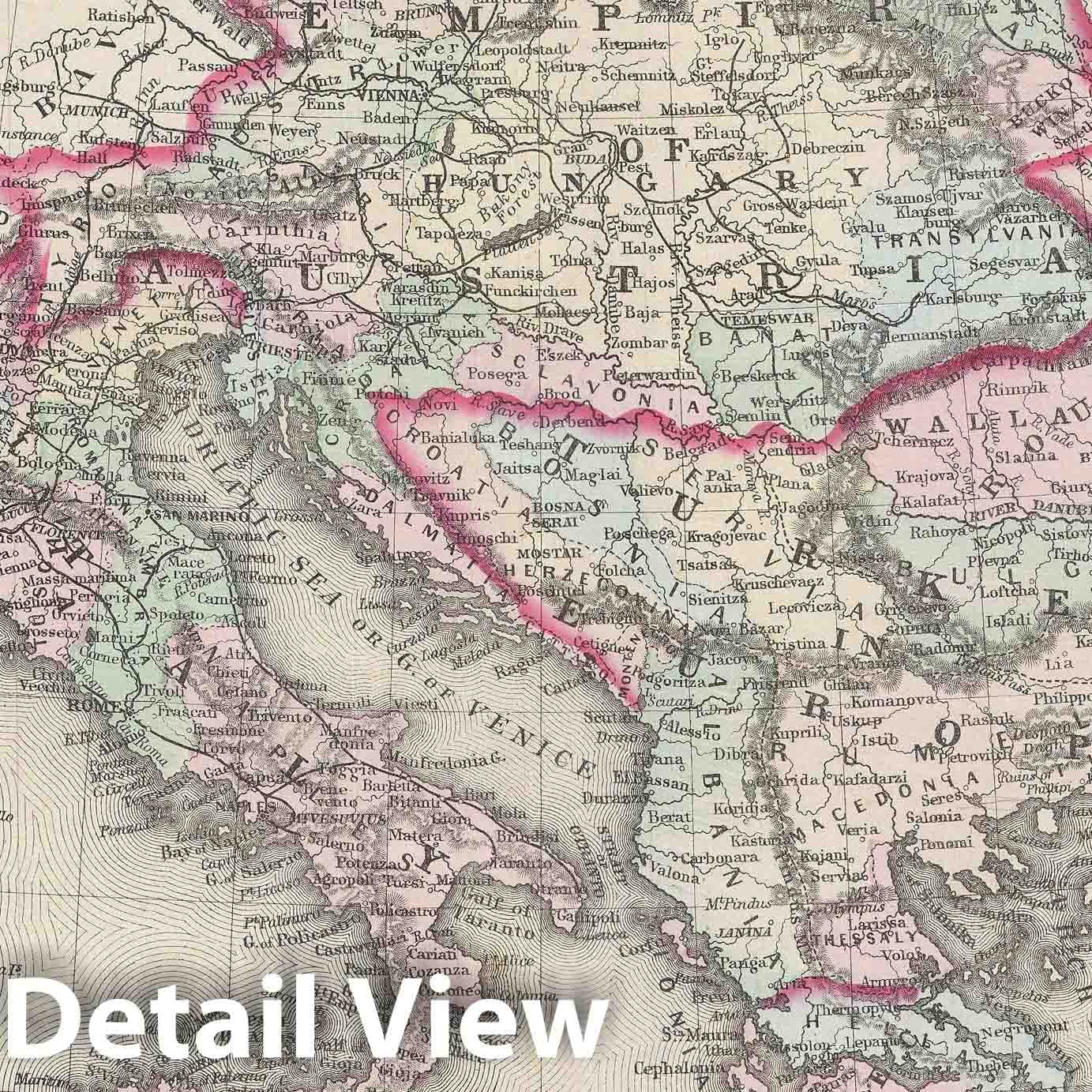 Historic Map : The Austrian Empire, Mitchell, 1872, Vintage Wall Art