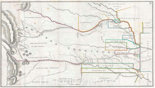 Historic Map : The Great Plains from 2nd Dragoon Expedition, Steen, 1836, Vintage Wall Art