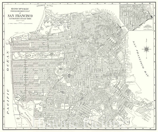 Historic Map : San Francisco, California, Rand McNally, 1960, Vintage Wall Art