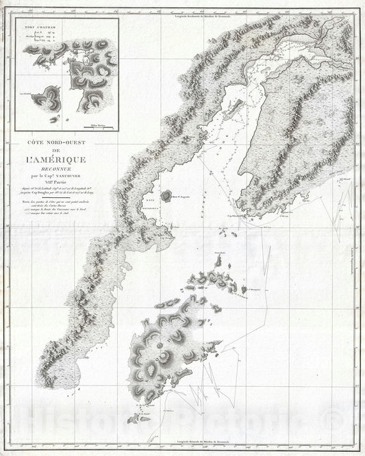 Historic Map : Alaska: Kodiak Island, Cook Inlet, Anchorage, Vancouver, 1799, Vintage Wall Art