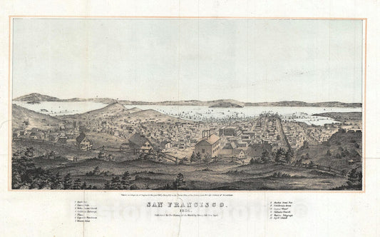 Historic Map : View of San Francisco, California, Henry Bil, 1856, Vintage Wall Art