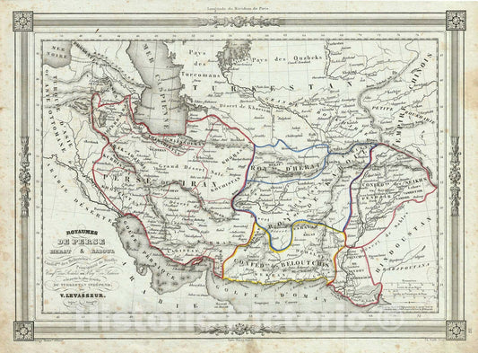 Historic Map : Persia, Lavasseur, 1852, Vintage Wall Art
