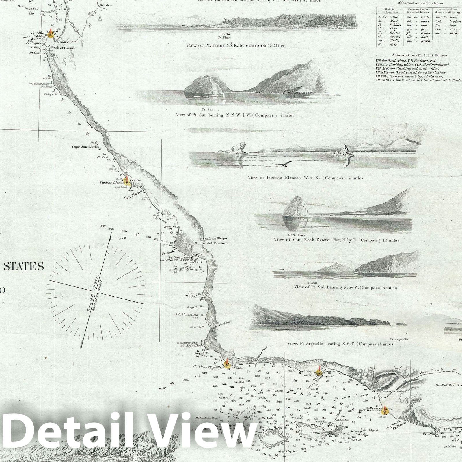 Historic Map : Nautical Chart California Coastline 