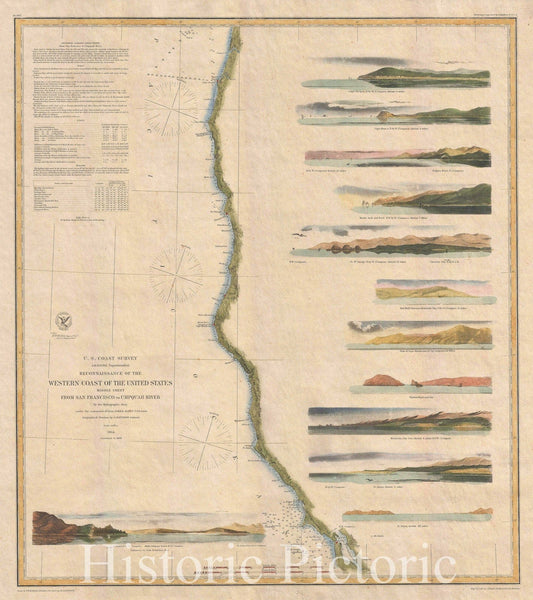 Historic Map : California anArtegon north of San Francisco, U.S. Coast Survey, 1869, Vintage Wall Art
