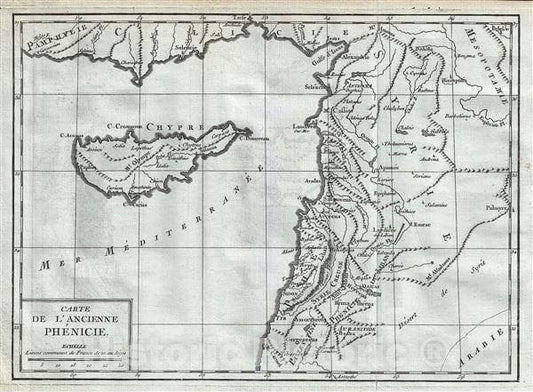 Historic Map : Ancient Phoenicia "Israel, Palestine or Holy Land", Delisle de Sales, 1782, Vintage Wall Art