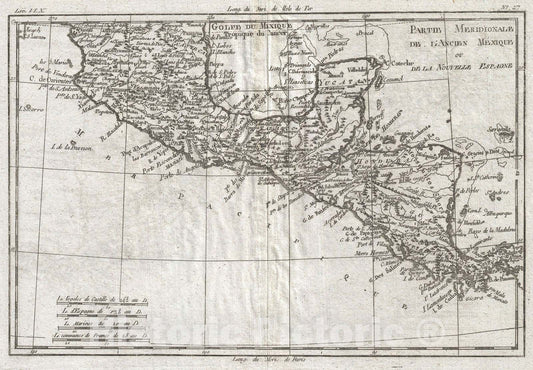 Historic Map : Central America and Southern Mexico, Raynal and Bonne, 1780, Vintage Wall Art