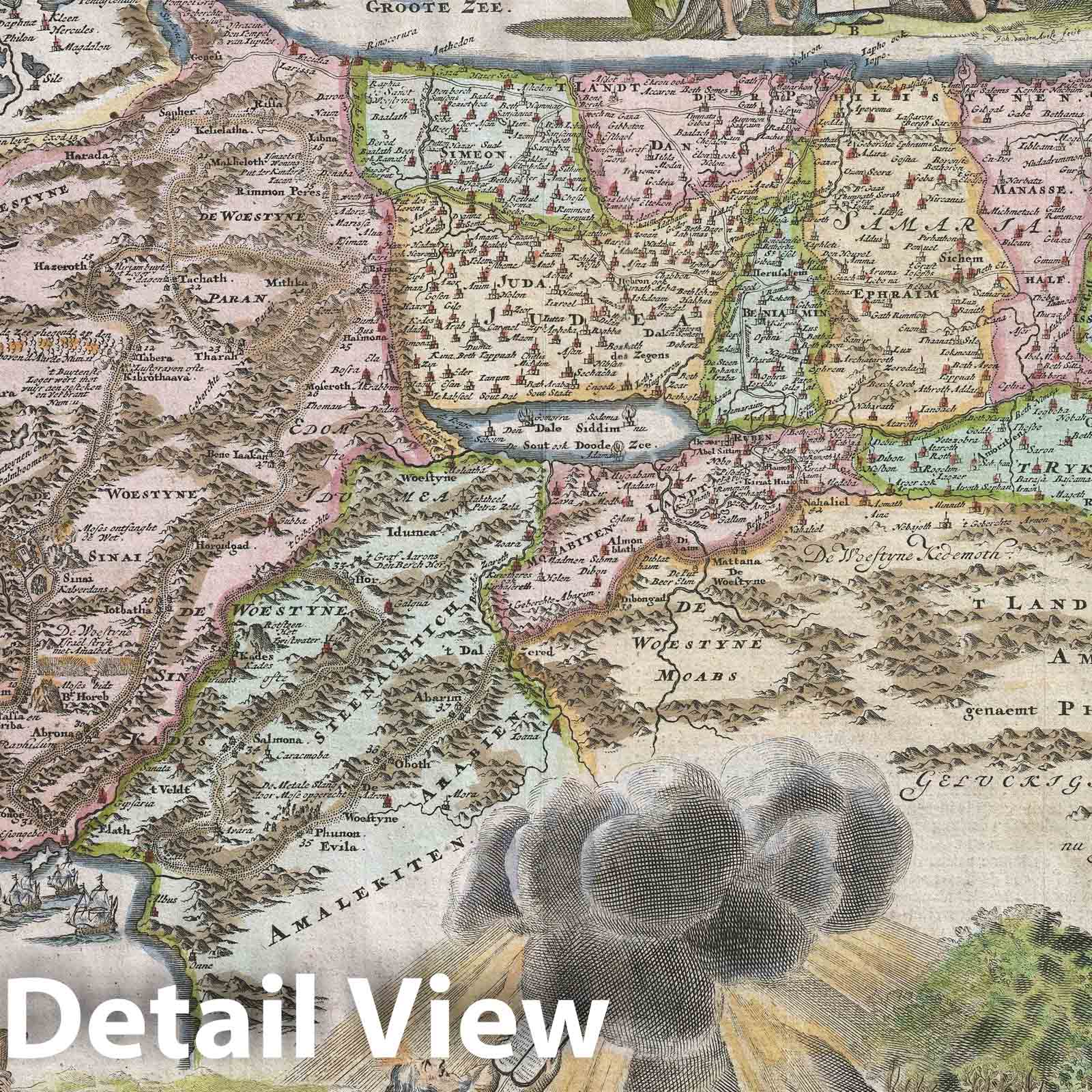 Historic Map : Israel, Palestine, or The Holy Land, Jan van den Avelen, 1687, Vintage Wall Art